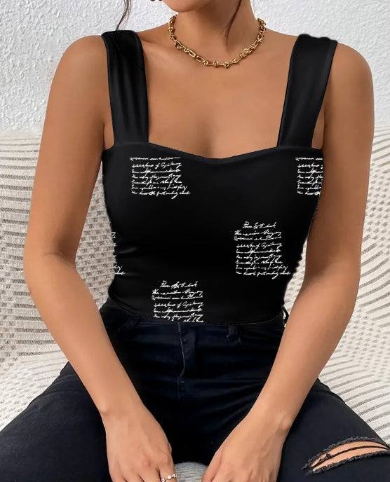 Ladies' V-neck Printed Fashionable Casual Camisole Vest - Fashion-booth