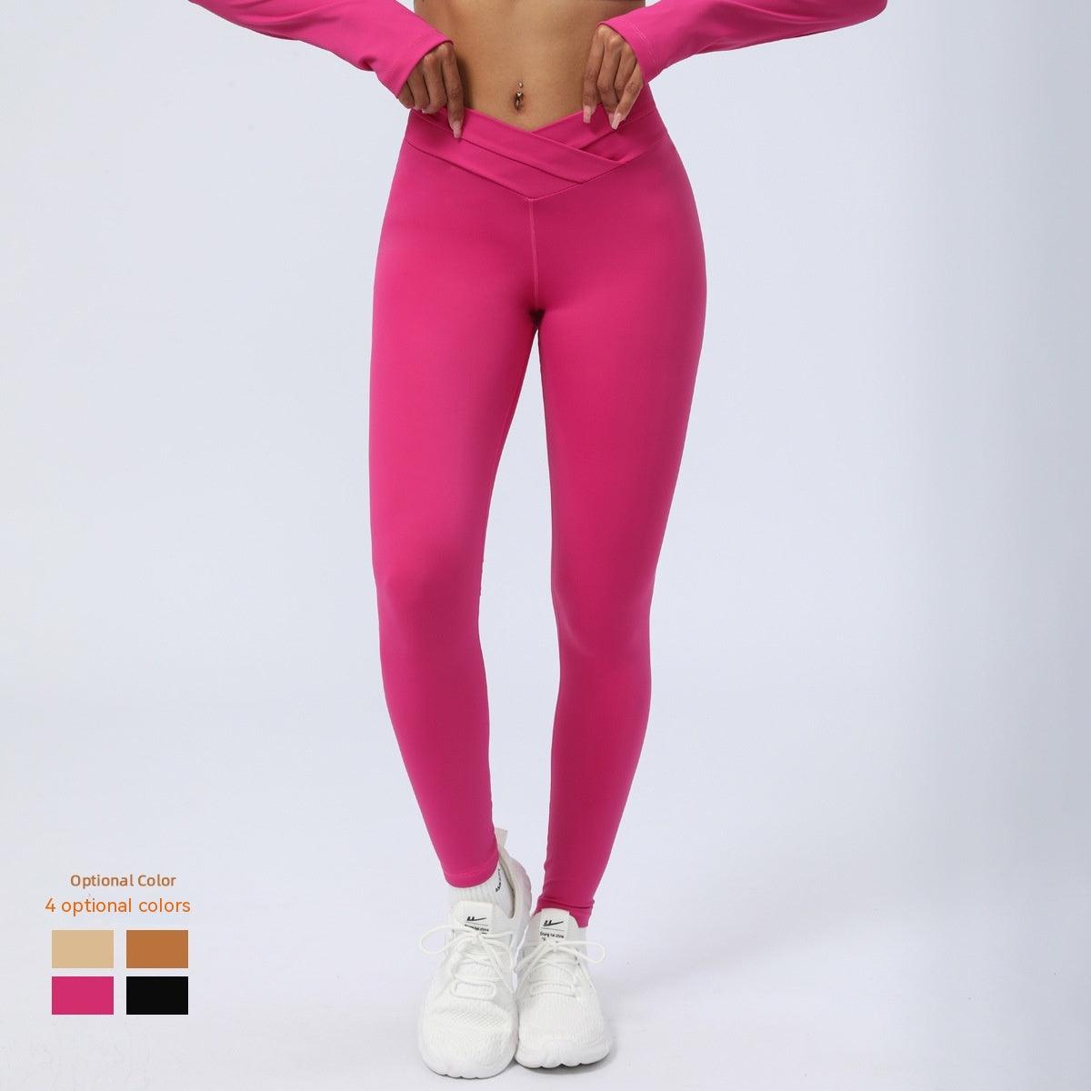 Hot Pink Cross Stitching Yoga Leggings Sports Workout Clothes Trousers Hot Pink Cross Stitching Yoga Leggings Sports Workout Clothes Trousers Fashion-booth