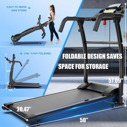 Walking Pad With Handle Bar, Foldable Treadmill 2.5HP Treadmill Under Desk 300 Lbs Capacity 2-in-1 Walking Treadmill Pad With Remote Controller For Home Office - Fashion-booth