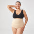 High waisted body shaping underwear in skin color, seamless butt-lift design.