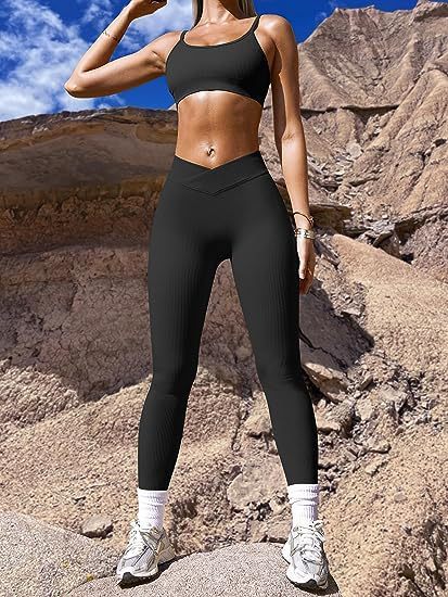 Charcoal Rib High Waist Cross Sports Bottoming Casual Leggings Charcoal Rib High Waist Cross Sports Bottoming Casual Leggings Fashion-booth