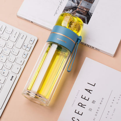 Glass Water Bottle With Tea Infuser Filter Tea Separation Double Wall  Tea Infuser Filter Tea Separation Double Wall Glass Bottle Leakproof Fashion-booth