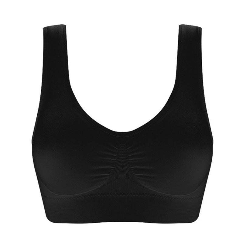 Plus size seamless bra for women with pads, black, 5XL 6XL, wireless design.