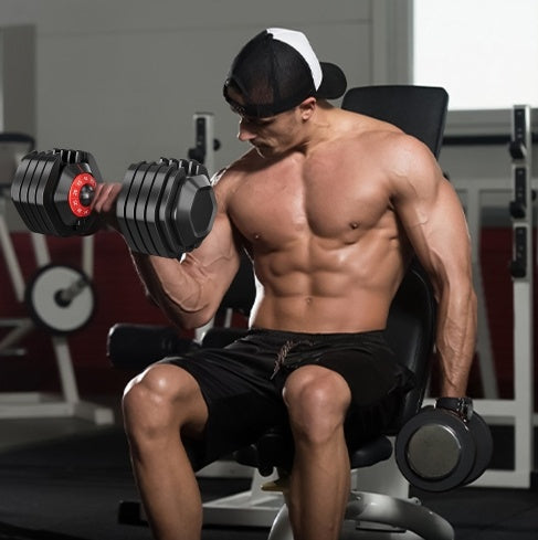 Adjustable Dumbbell Set, 10 In 1 Free Dumbbell For Men And Women, Black Dumbbell For Home Gym, Full Body Workout Fitness, Fast Adjust By Turning Handle 10 Gears55 LB - Fashion-booth