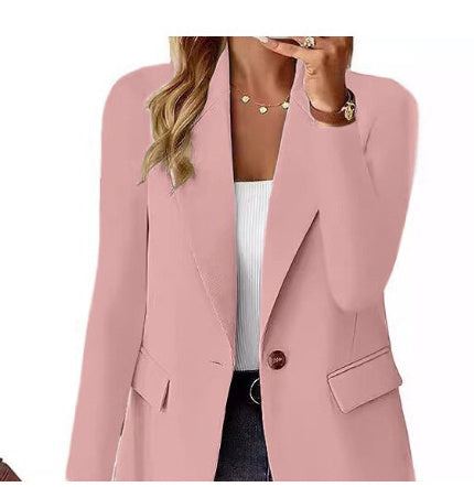 Polyester Autumn Long Sleeve Solid Color Cardigan Small Suit Jacket For Women - Fashion-booth