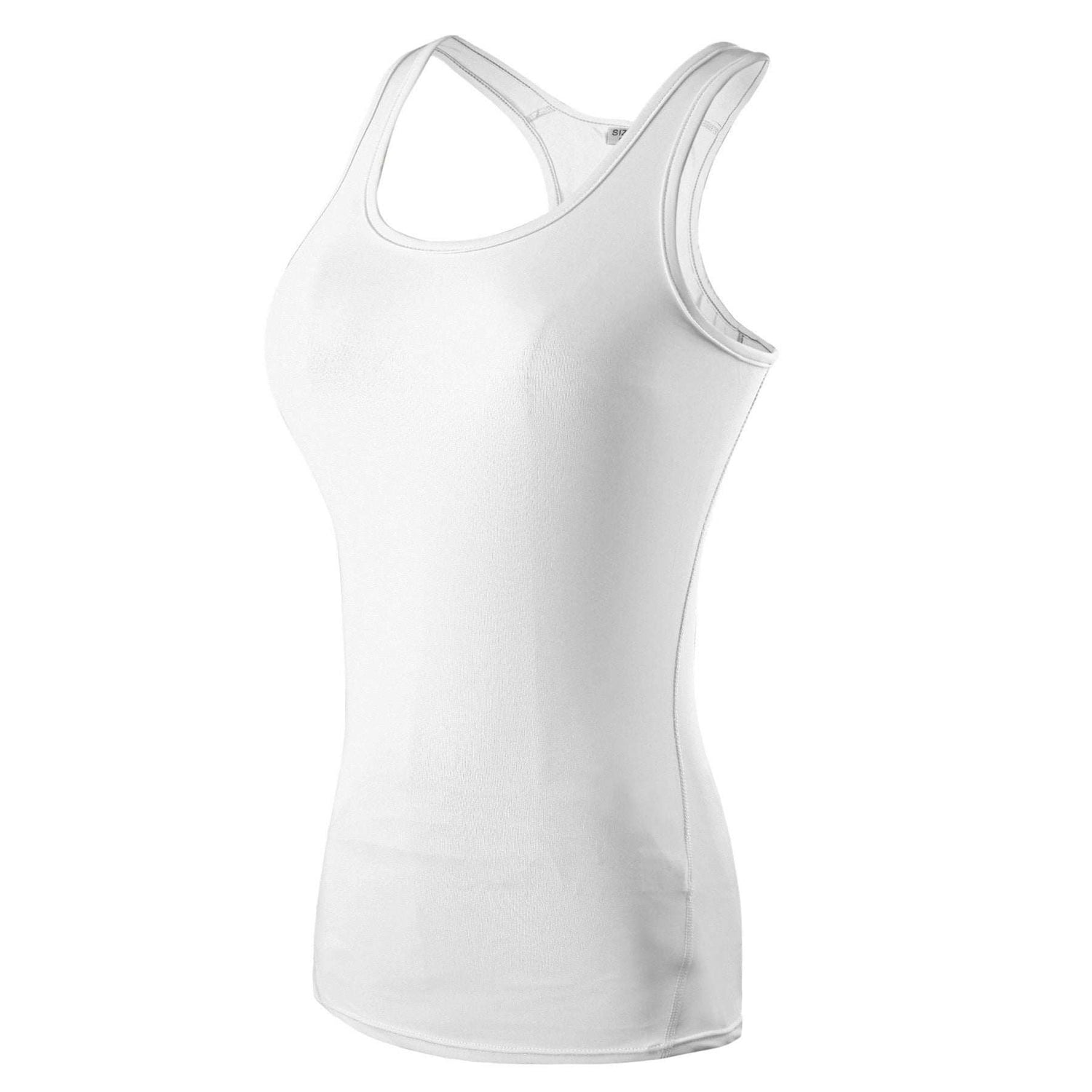 Plus size women bra tank top in white, featuring comfortable polyester fabric for versatile styling.