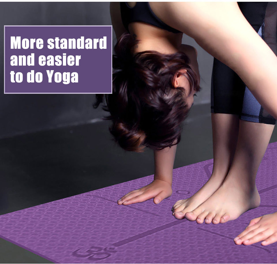 Non Slip TPE Yoga Mat Position Line Beginner - Fashion-booth
