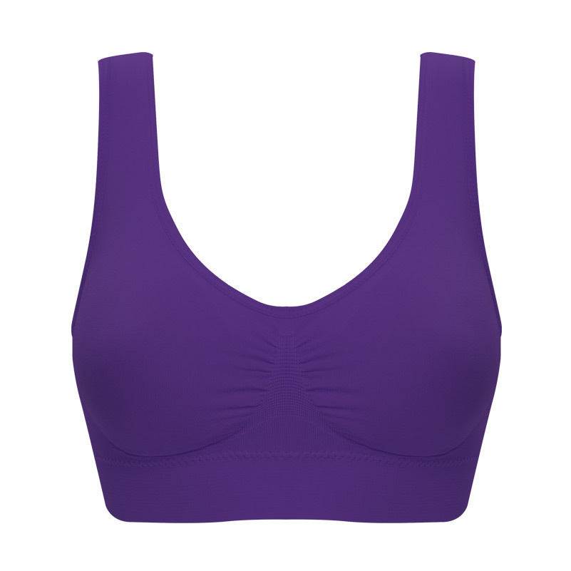 Plus size seamless purple bra for women with pads, available in sizes up to 6XL.