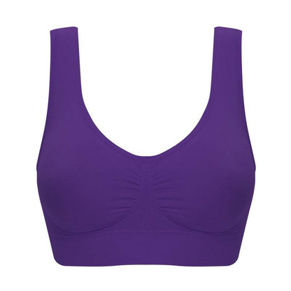 Plus size seamless purple bra for women with pads, available in sizes up to 6XL.