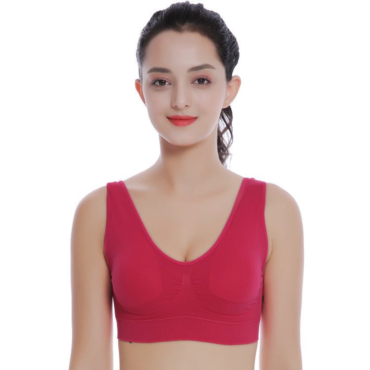 Plus size seamless red bra for women with pads, available in 5XL and 6XL.