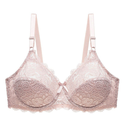 Lace bras gathered for breathable comfort and style.