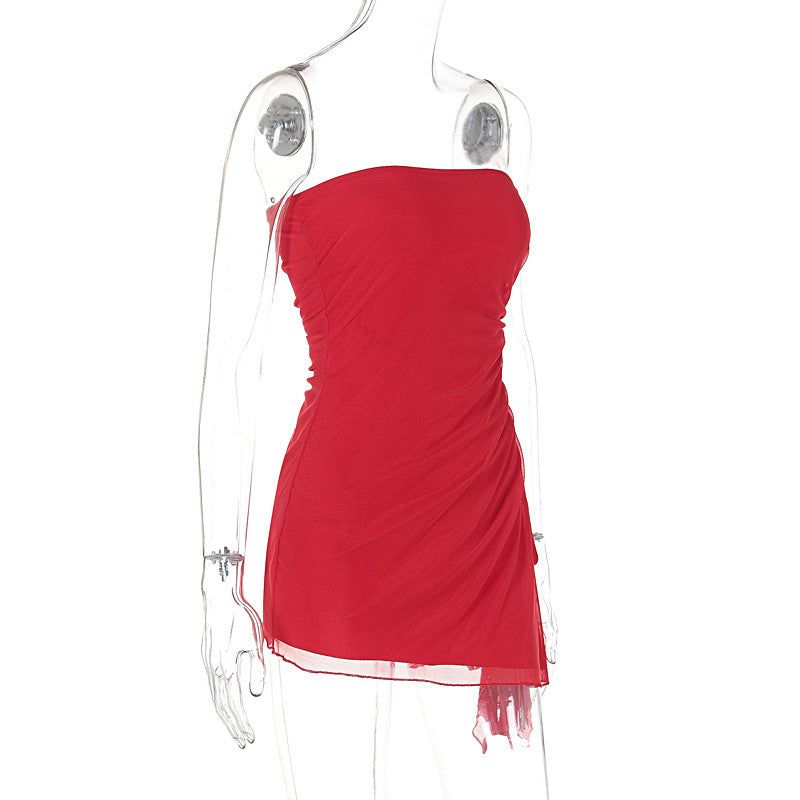 Y2K Tube-top Split Dress Summer Ins Fashion Backless Short Dresses For Women - Fashion-booth