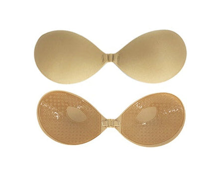 Silicone Invisible Bra with adhesive cups and front clasp.