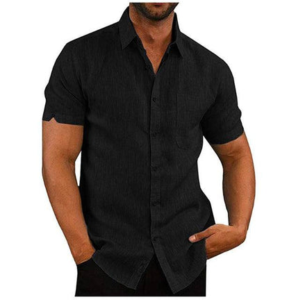 Men Short Sleeve Summer Solid Shirts Casual Loose Tops Tee - Fashion-booth