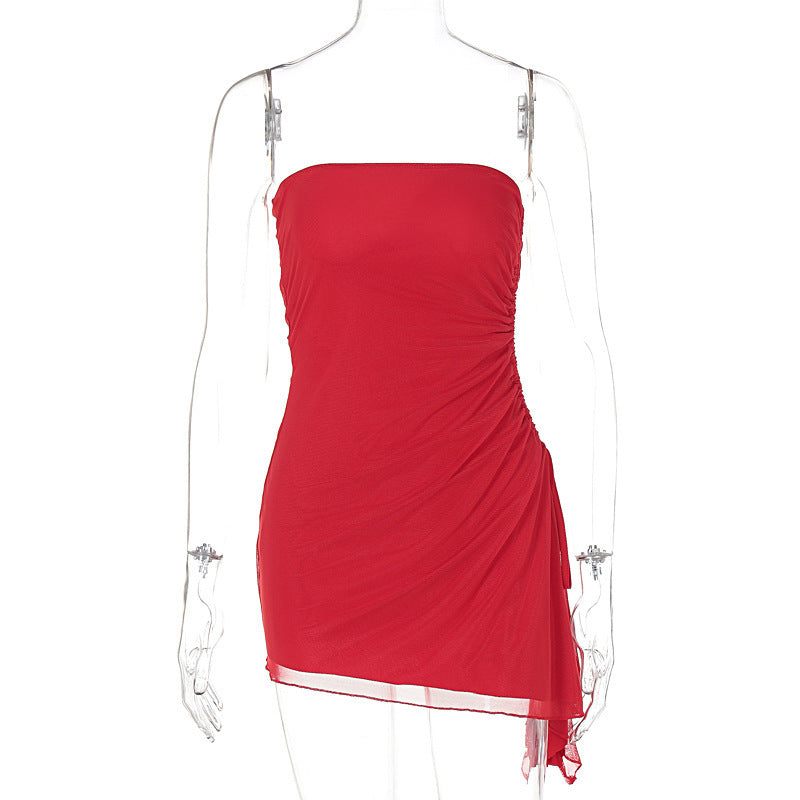 Y2K Tube-top Split Dress Summer Ins Fashion Backless Short Dresses For Women - Fashion-booth