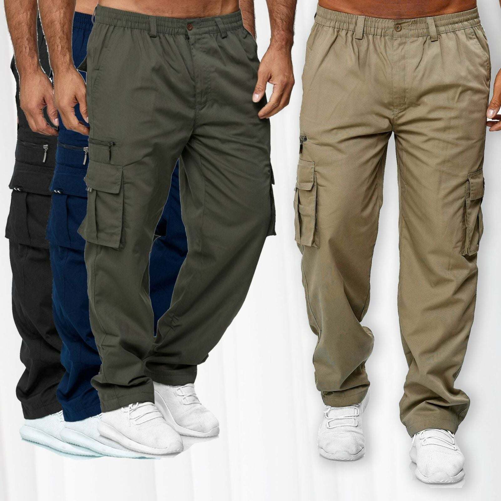 Men's Casual Multi-pocket Loose Straight Cargo Pants - Fashion-booth