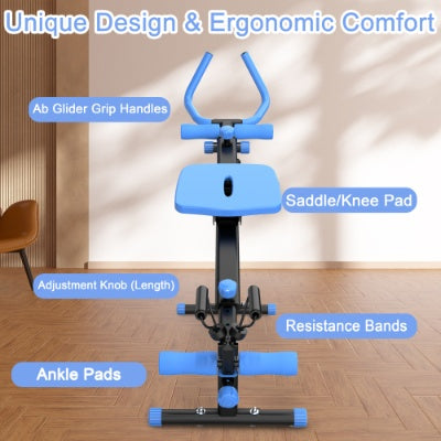 4-in-1 Ab Workout Exercise Equipment Rowing Machine Leg Press Machine Ab Glider Machine Roman Chair Fitness Equipment For Ab Workout Core Strength Training - Fashion-booth