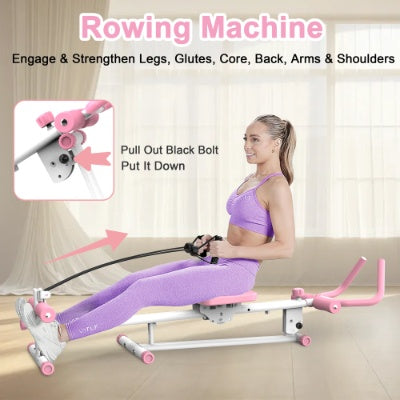 4-in-1 Ab Workout Exercise Equipment Rowing Machine Leg Press Machine Ab Glider Machine Roman Chair Fitness Equipment For Ab Workout Core Strength Training - Fashion-booth