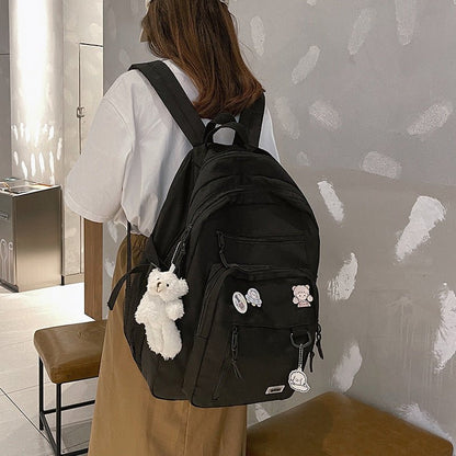 Backpack School Bag Girls Students Schoolbag High Capacity Multi-pocke Backpack School Bag Girls Students Schoolbag High Capacity Multi-pocket Design Bags Fashion-booth