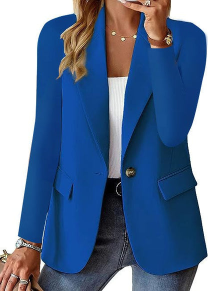 Polyester Autumn Long Sleeve Solid Color Cardigan Small Suit Jacket For Women - Fashion-booth