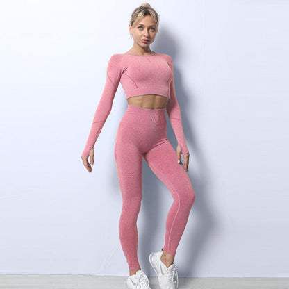 Breathable Sports Seamless Knit Yoga Wear leggings Suit Set Breathable Sports Seamless Knit Yoga Wear leggings Suit Set Fashion-booth