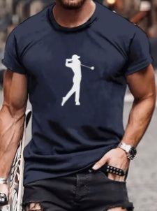 Men's Solid Color Printed Short-sleeved T-shirt - Fashion-booth