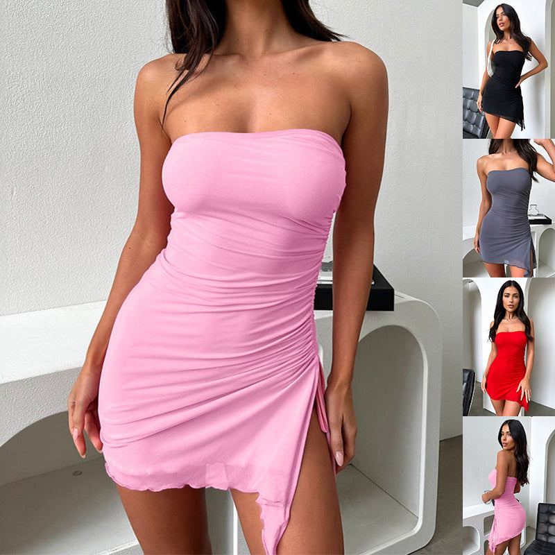 Y2K Tube-top Split Dress Summer Ins Fashion Backless Short Dresses For Women - Fashion-booth