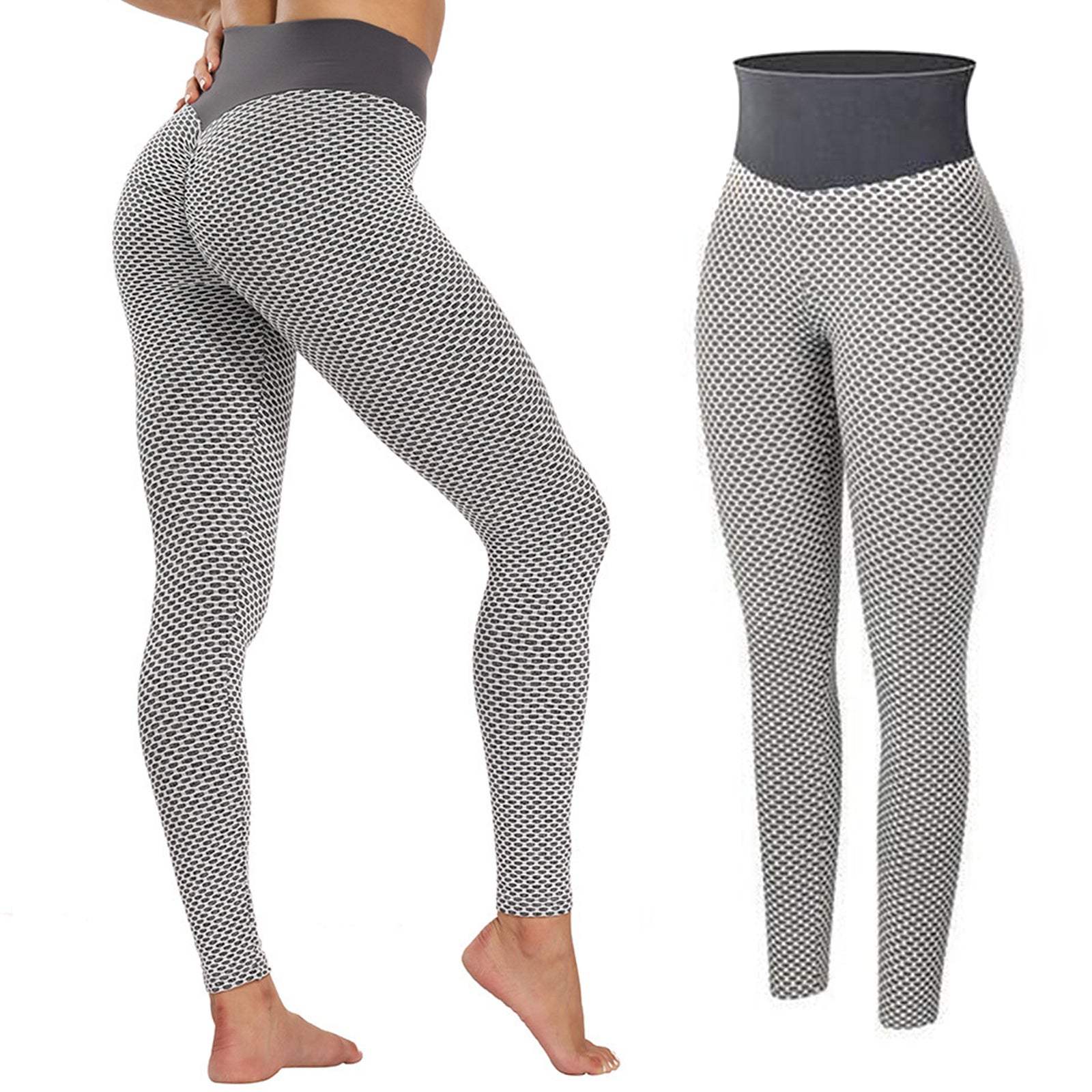 TIK Tok Leggings Women Butt Lifting Workout Tights Plus Size Sports High Waist Yoga Pants Light Grey - Fashion-booth