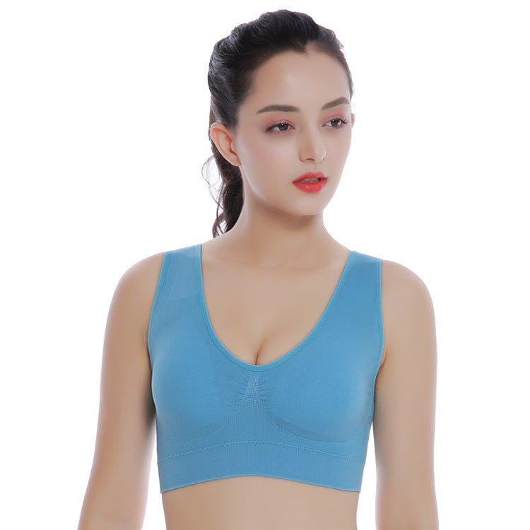 Plus Size Seamless Bra with Pads in Blue - 5XL 6XL Bralette.