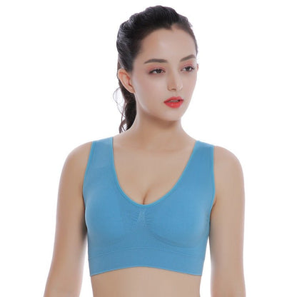 Plus Size Seamless Bra with Pads in Blue - 5XL 6XL Bralette.