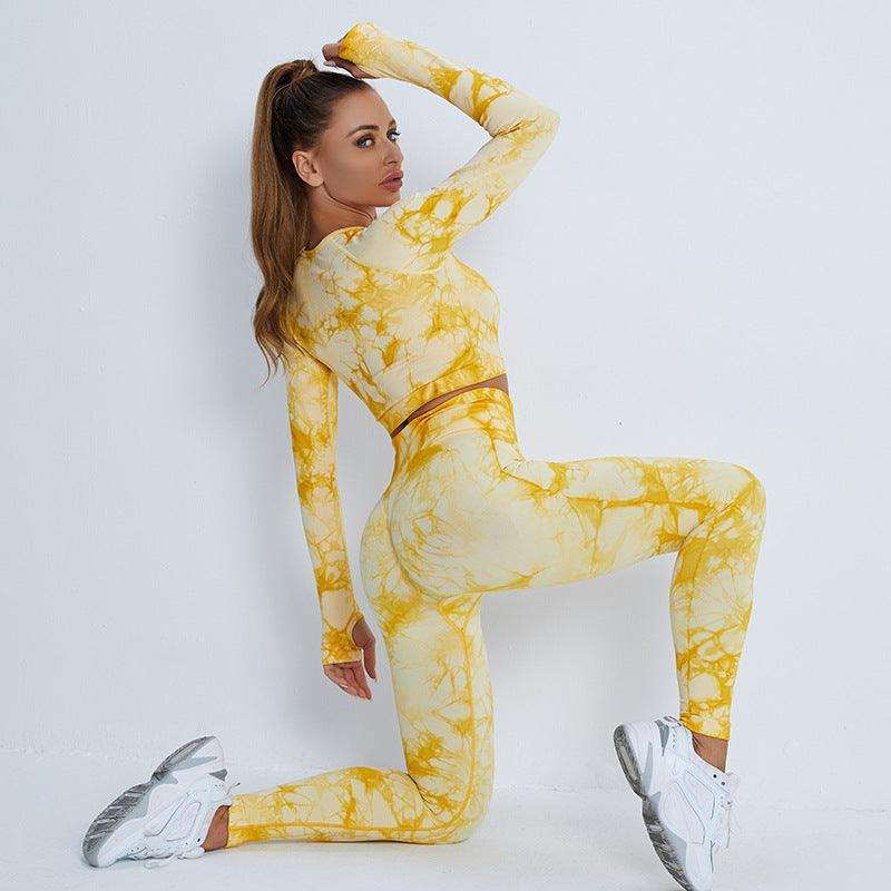 Fitness Pants Tie Dye Yoga Wear leggings Nude Brushed Sports Long Slee Fitness Pants Tie Dye Yoga Wear leggings Nude Brushed Sports Long Sleeve Suit Fashion-booth