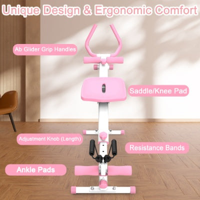 4-in-1 Ab Workout Exercise Equipment Rowing Machine Leg Press Machine Ab Glider Machine Roman Chair Fitness Equipment For Ab Workout Core Strength Training - Fashion-booth