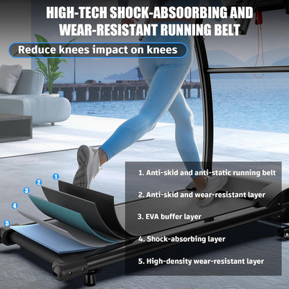 Walking Pad With Handle Bar, Foldable Treadmill 2.5HP Treadmill Under Desk 300 Lbs Capacity 2-in-1 Walking Treadmill Pad With Remote Controller For Home Office - Fashion-booth
