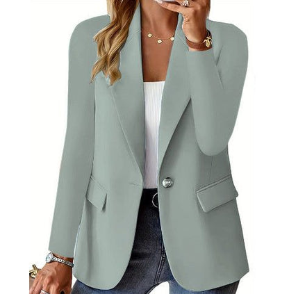 Polyester Autumn Long Sleeve Solid Color Cardigan Small Suit Jacket For Women - Fashion-booth