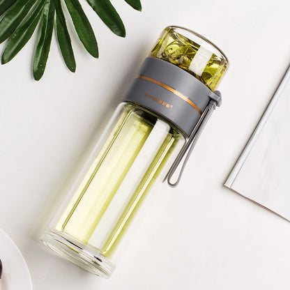 Glass Water Bottle With Tea Infuser Filter Tea Separation Double Wall  Tea Infuser Filter Tea Separation Double Wall Glass Bottle Leakproof Fashion-booth