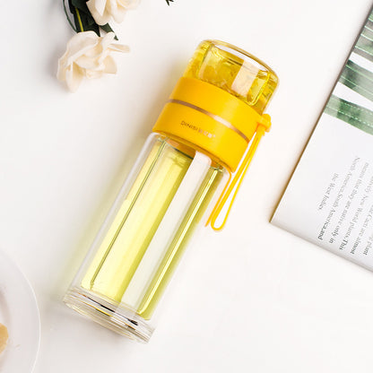 Glass Water Bottle With Tea Infuser Filter Tea Separation Double Wall  Tea Infuser Filter Tea Separation Double Wall Glass Bottle Leakproof Fashion-booth